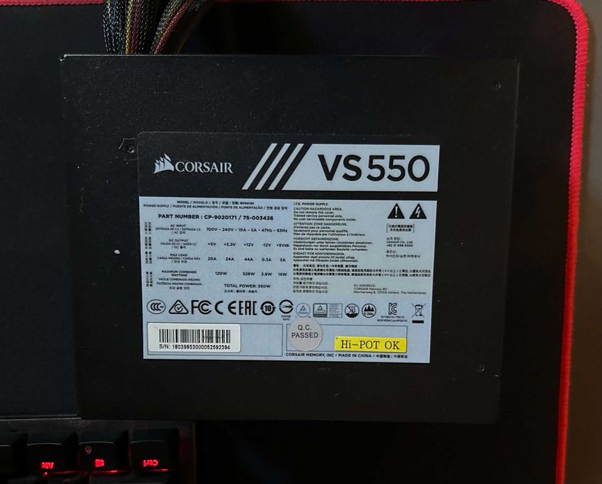 Corsair VS550 550W – zasilacz komputerowy
