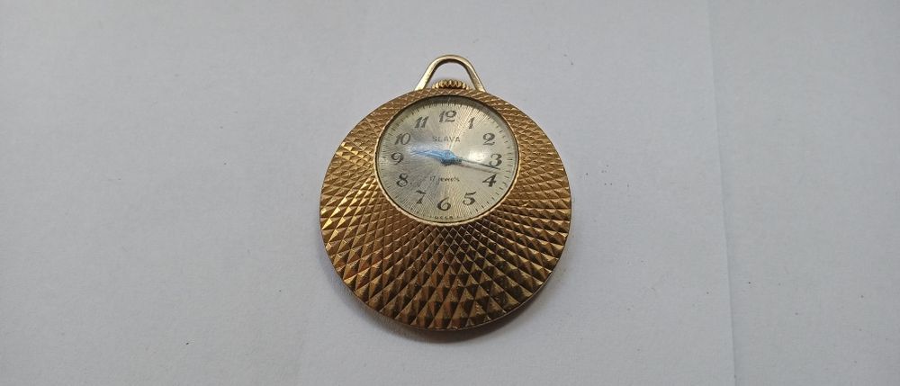 PIĘKNY zegarek wisiorek "SLAVA" koperta pozłacana