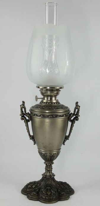 Duża LAMPA NAFTOWA secesja brenner HS kominek klosz