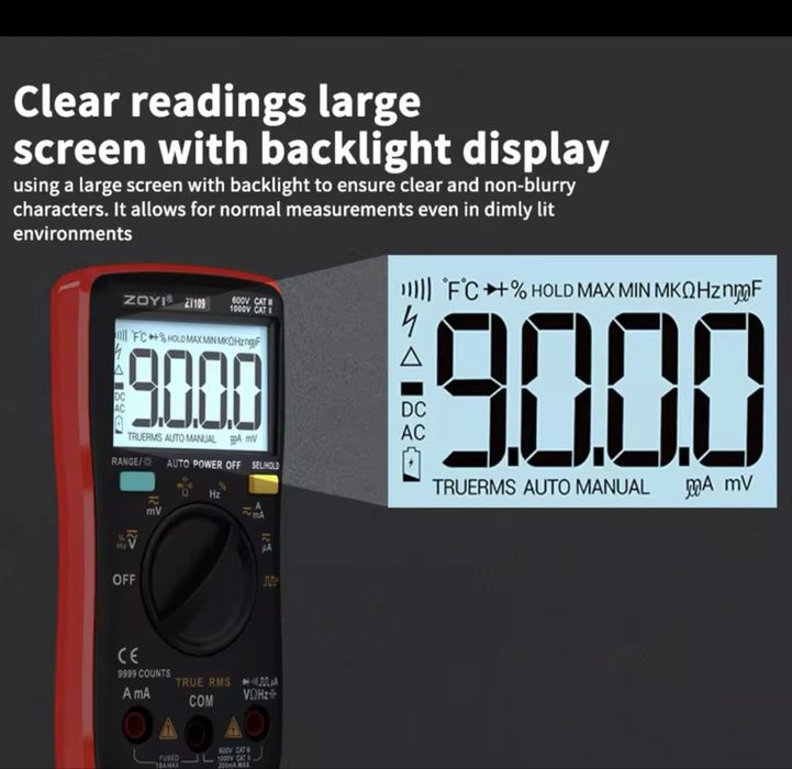 ZOTEK ZT109 Цифровой мультиметр 9999 ОТСЧЕТОВ батарейки