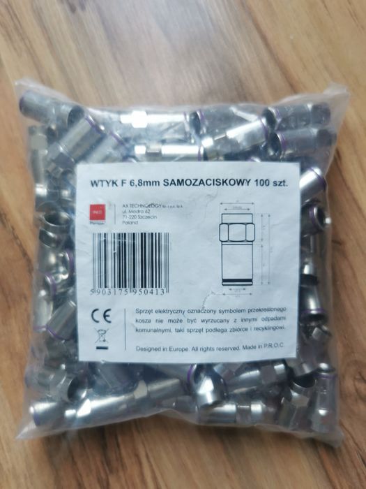 Wtyk F 6,8 samozaciskowy 100 sztuk