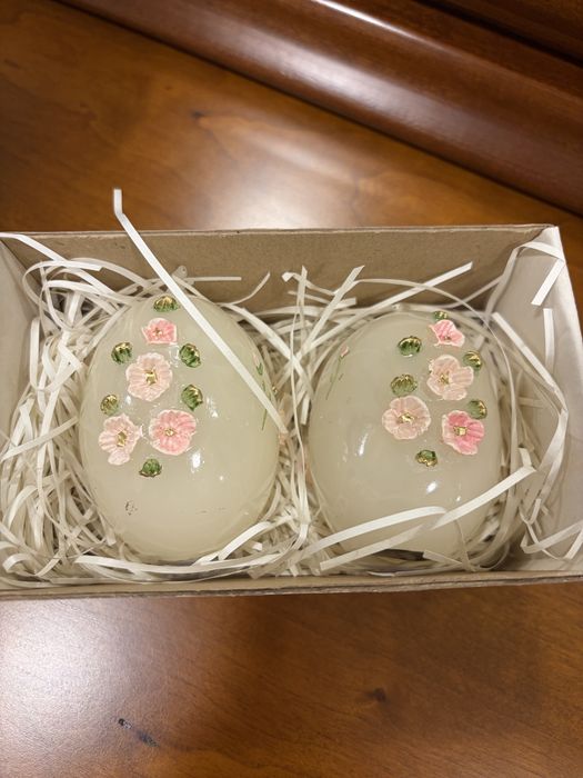 Velas Loreto Decorativas – Formato Ovo com Flores