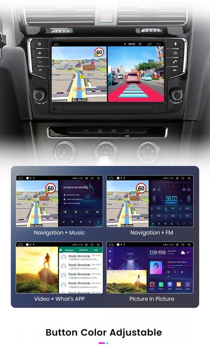 Rádio 9" Android Volkswagen Golf 7 com botões 2/32GB carplay gps NOVO