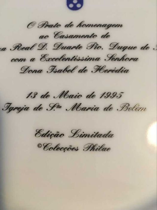 Prato médio de porcelana - Coleções Philae - casamento Duque Bragança