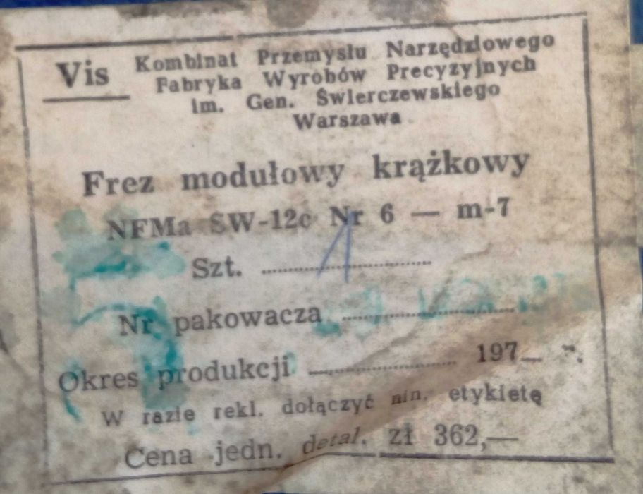 Frezy modułowe krążkowe NFMa nr 5, nr6