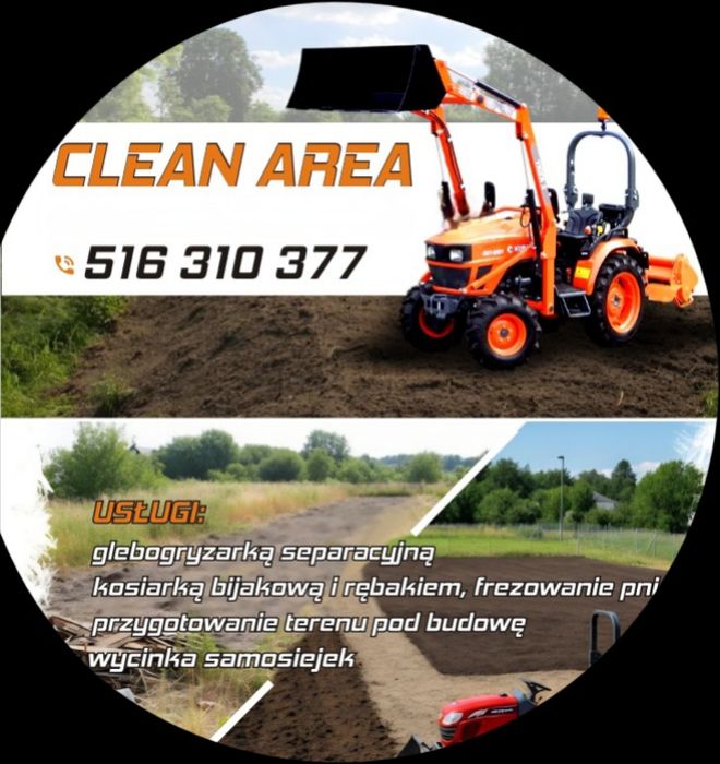 Usługi mini traktorem, glebogryzarką separacyjną kosiarką bijakową.