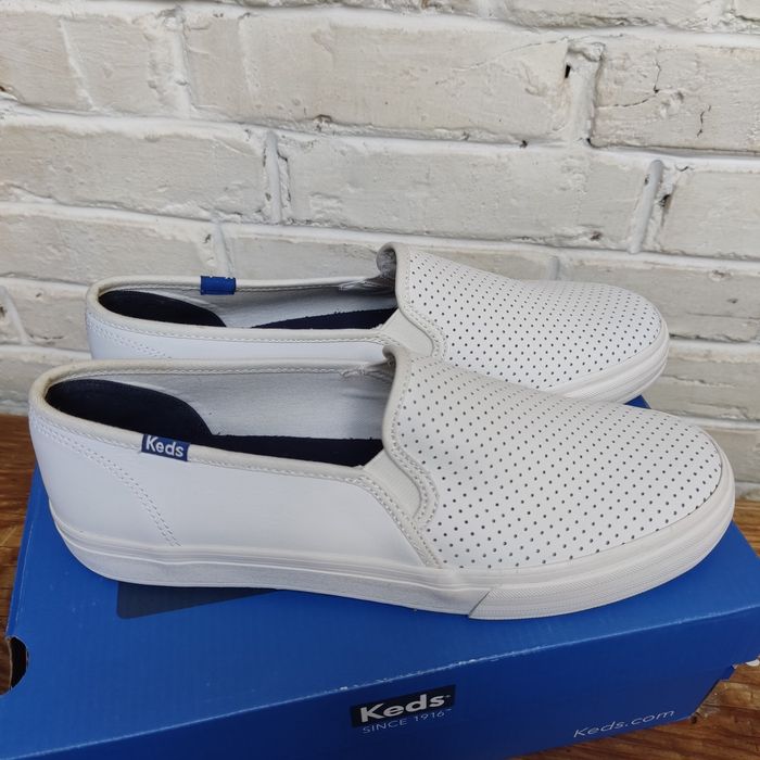 Keds сліпони білі натуральна шкіра з перфорацією