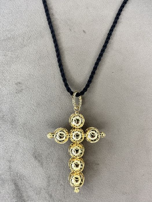 Cruz grande de Contas de Viana em prata Dourada