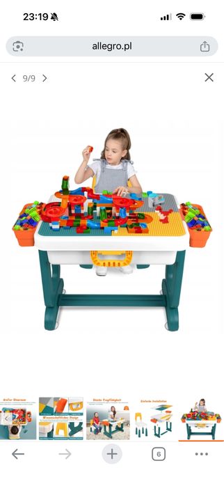 Stół Dziecięcy 5 w 1 z Krzesłami Wielofunkcyjny Do Zabawy z Klockami