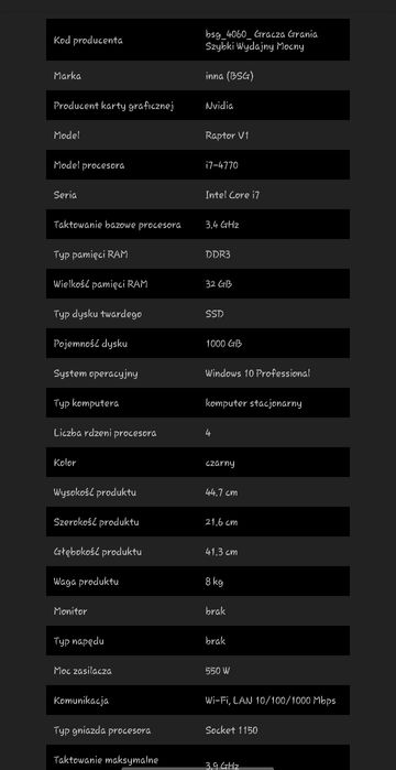 Świąteczna oferta komputer w cenie karty graficznej "Raptor V1 "