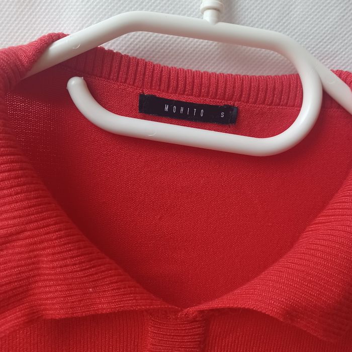 Mohito piękny czerwony sweter sweterek S kołnierzyk XS 34 elegancki