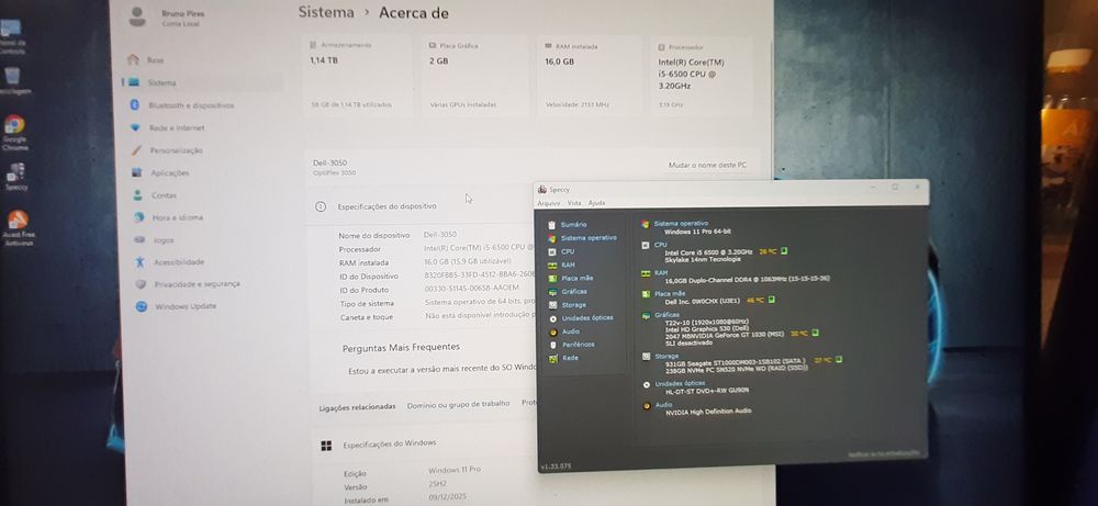 Pç LowGaming DELL 6ªG|i5-3.2G|16G|NVMe256G+HDD1TB|GT1030-2G|5G+BT|W11