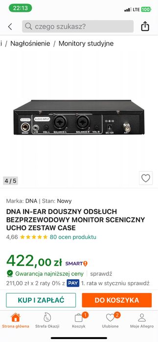 Monitor sceniczny douszny odsłuch z walizką