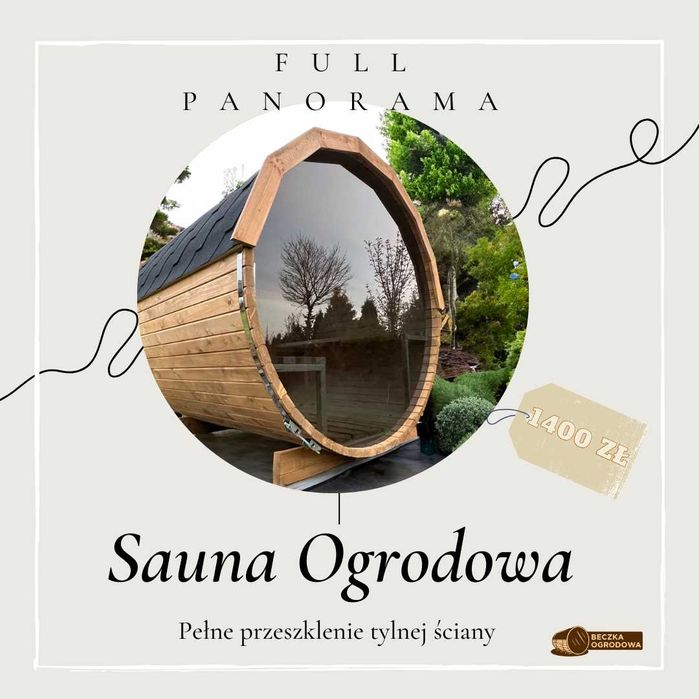 Sauna Ogrodowa Beczka Ruska Bania 2m Dowolna Konfiguracja Cenowa
