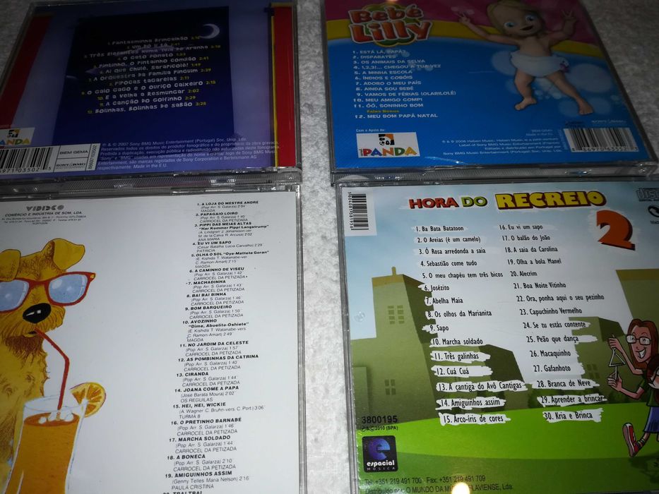 cds para crianças (avô cantigas, bebé lilly, pintas, gato das botas)