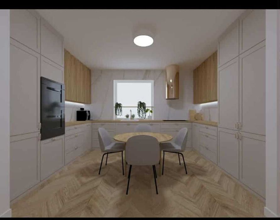 Ekskluzywna kuchnia – MDF lakier kashmir + dąb artisan, nowa