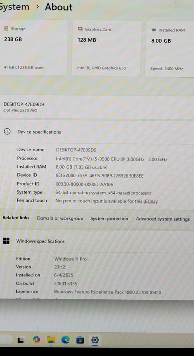 Моноблок Dell OptiPlex 5270 21.5", i5-9500, 16/256 gb