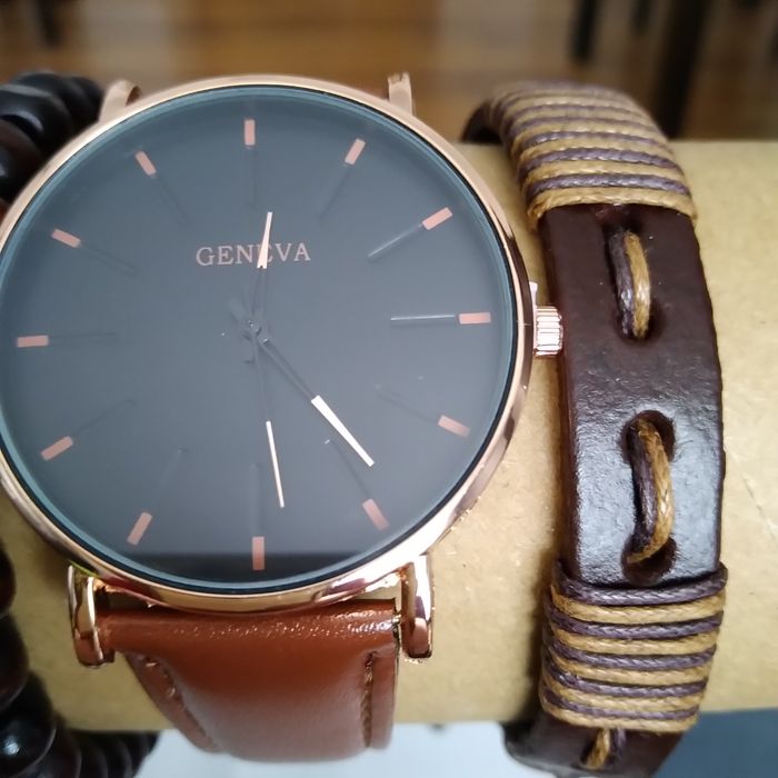 Męski komplet zegarek i bransoletki nowy