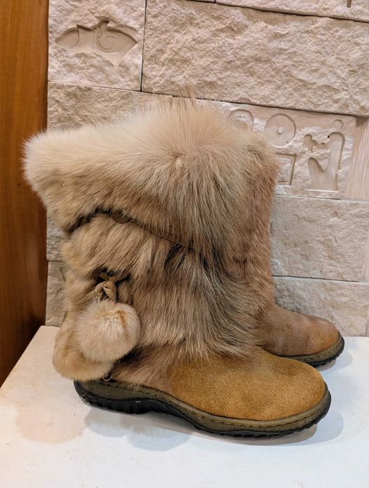 Чоботи мокасіни уггі лисиця натуральна шкіра хутро 24