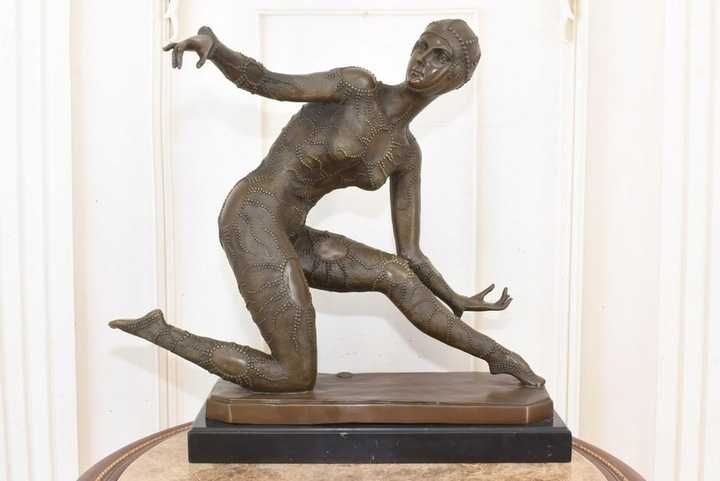 Tancerka w Stylu Demetre CHiparus - Hindu - Figura z Brązu - Sygnowana