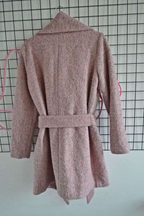 Płaszcz wełna Reserved 40 L różowy szary trencz