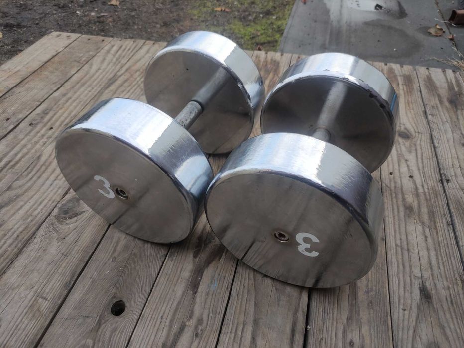Hantle 2x32,5kg Solidne żeliwne chrom chromowane sztangielki