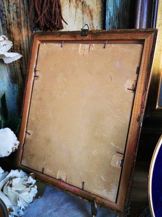 Obraz, obrazek, złota folia, róża, drewniana rama  UNIKAT