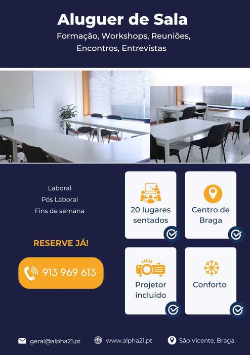 Sala de reuniões/ formação  em Braga