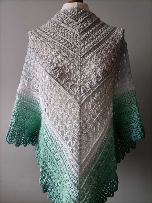 Chusta Ombre, ręcznie robiona na szydełku, szydełko, Handmade