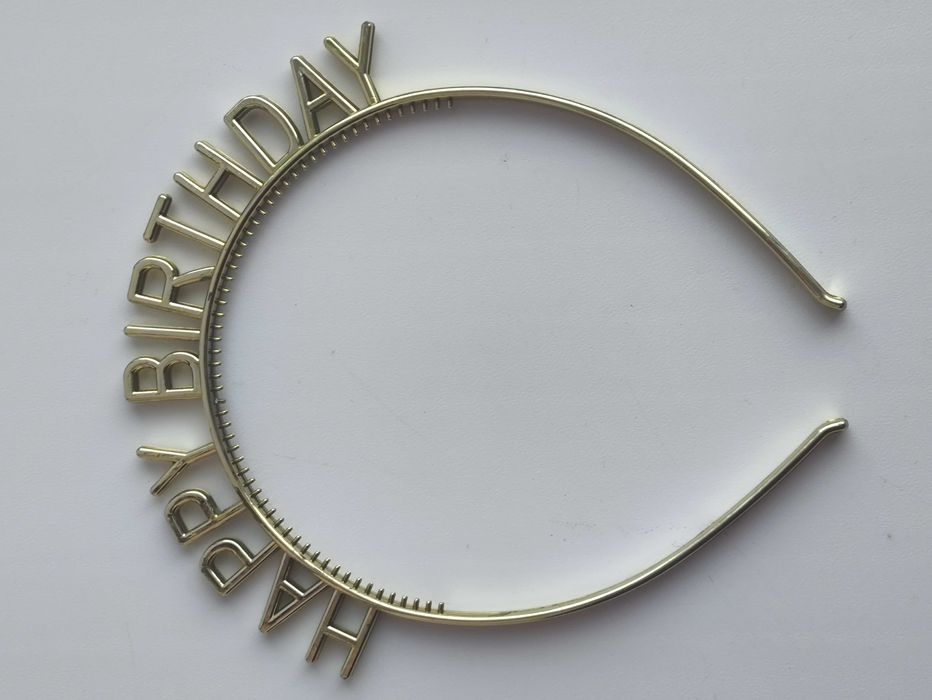 Золотий обруч для волосся "Happy Birthday"/ з Днем народження
