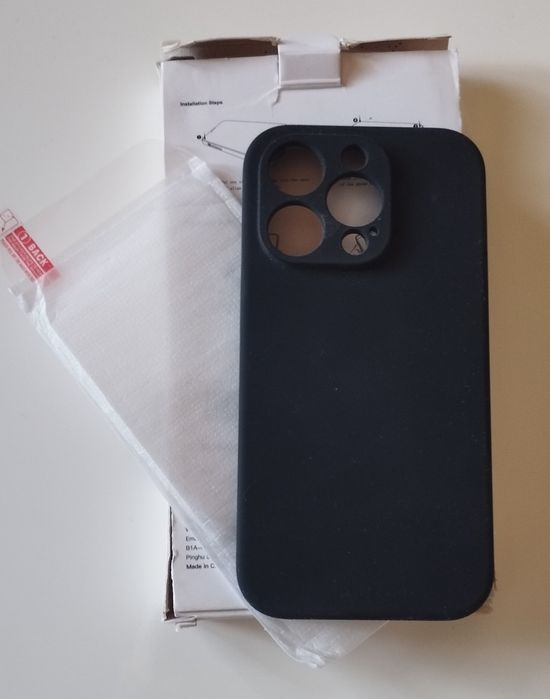 Чехол + защитное стекло для iPhone 14 Pro 6.1" (чёрный)