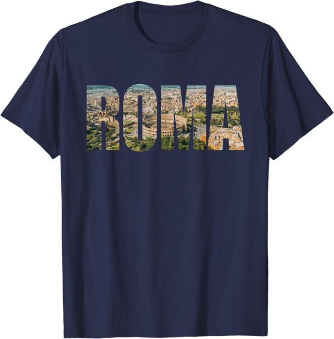 Roma Rzym Włochy Italia Urban Skyline Fotografia Czcionka T-Shirt