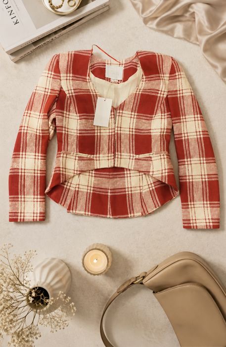 Zara elegancka marynarka w kratę, S