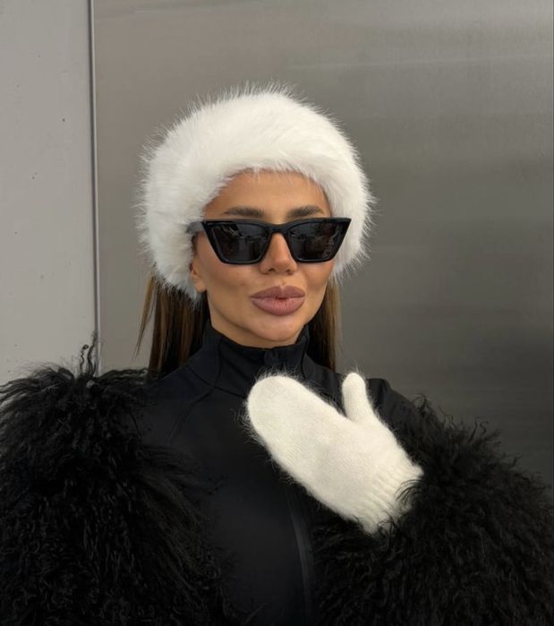 Трендова Повязка з еко хутра шапка