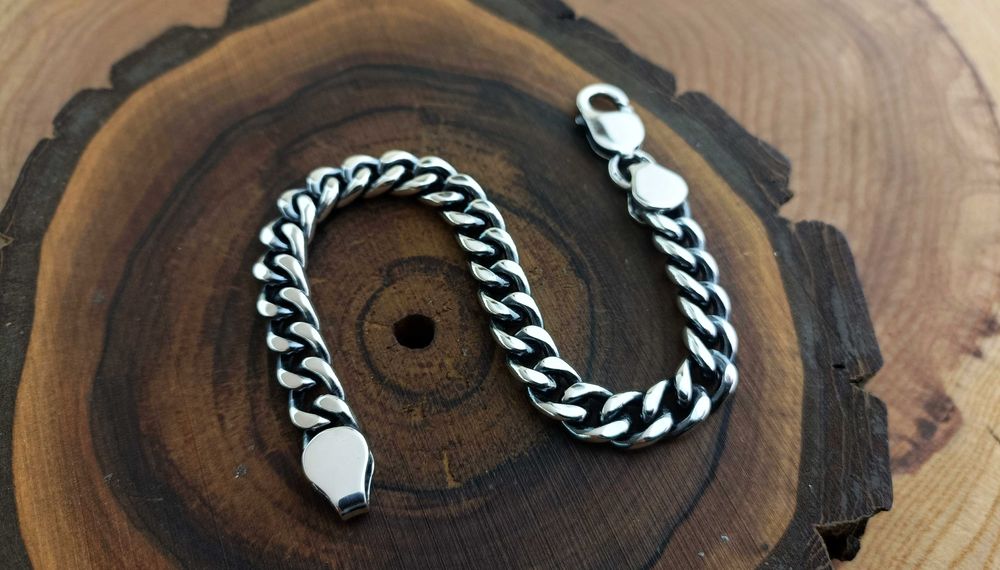 Серебряный браслет Панцирь, плетение Панцирное. Срібний товстий