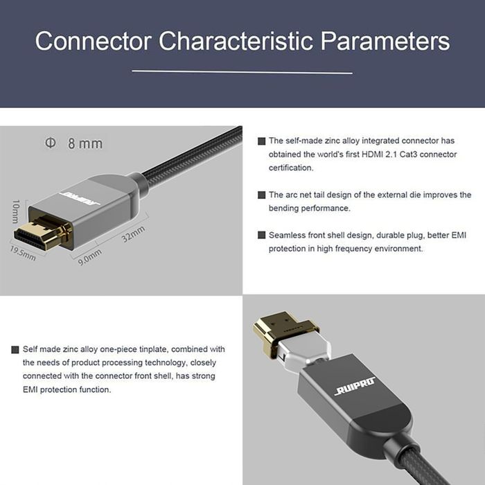 Kabel HDMI 2.1 8K, długość 2m, 48 Gb/s, 8K przy 60 Hz, 4K przy 120 Hz