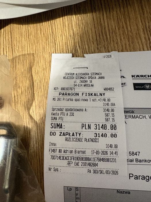 (ZAREZERWOWANA)Piła spalinowa STIHL MS 261 – NOWA, nieużywana + paragon