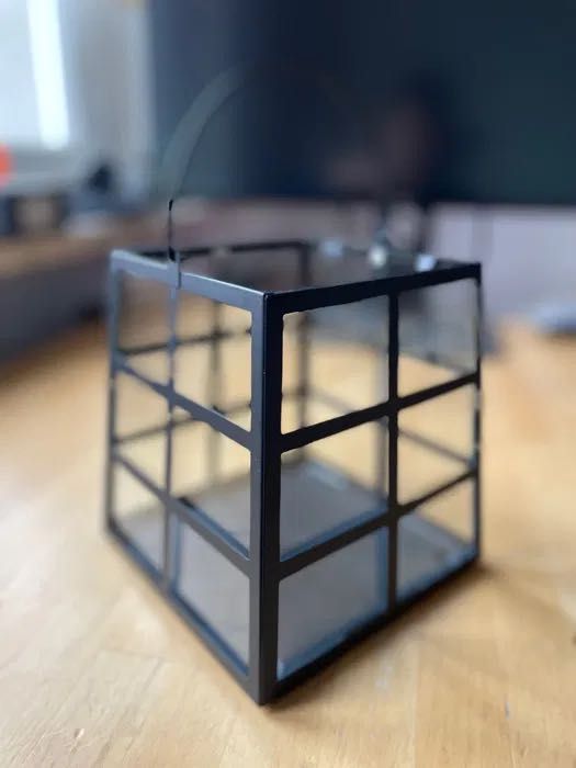 Lampion czarny metal/szkło