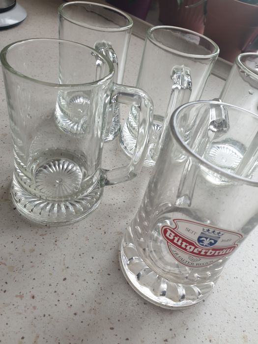 Kufel szklany 4 szt + 1 kufel do piwa Burgerbrau
