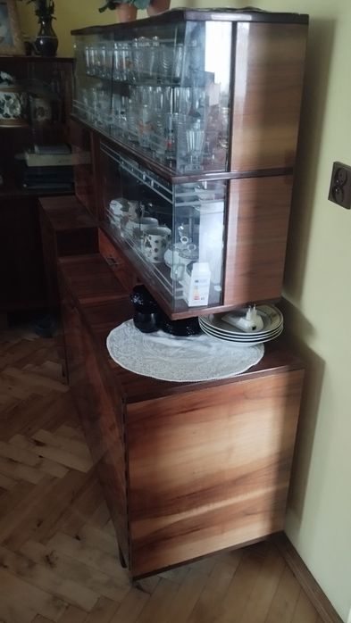 Stare meble Kredens i Biblioteka-witryna PRL