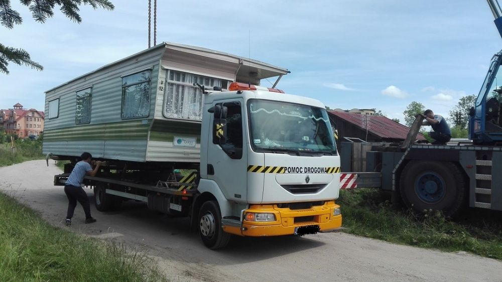 Przewóz laweta pomoc drogowa domek przyczepa koparka bus widlak maszyna ładowarka