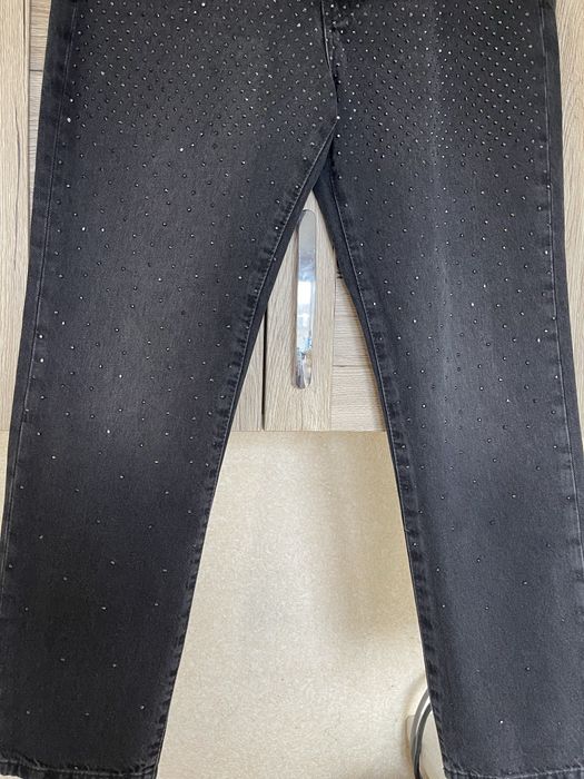 Жіночі графітові джинси Zara mom з камінцями