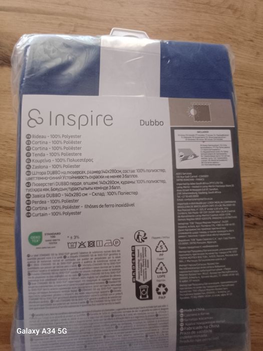 Zasłona na 140×280 nowa granatowa Inspire na przelotki kółka