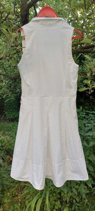 L Ralph Lauren biała plisowana sukienka midi