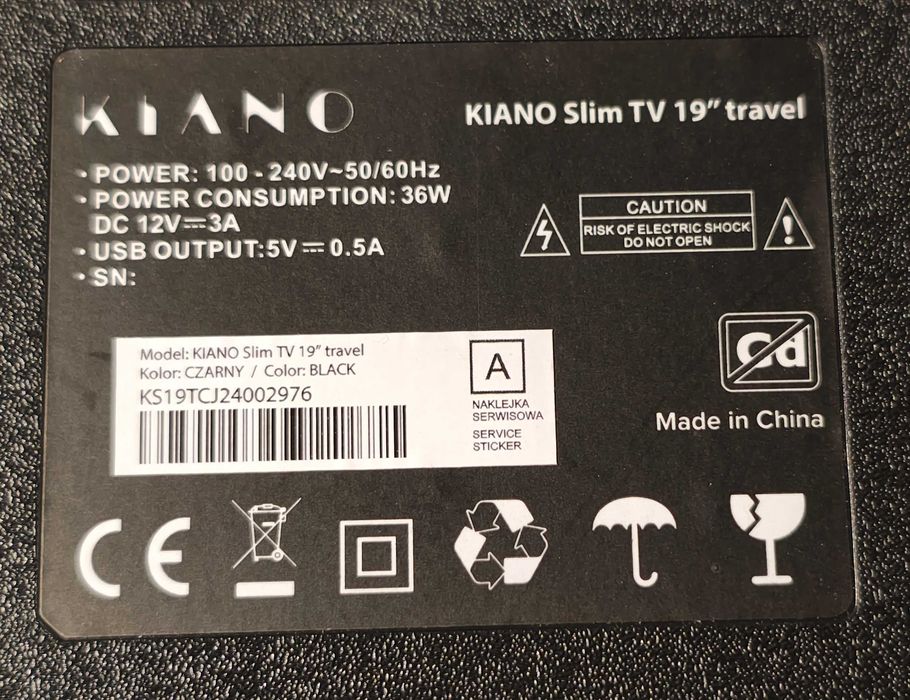 Telewizor Kiano Slim TV 19 Travel LED HD Ready 60Hz DVB-T2 do ZK