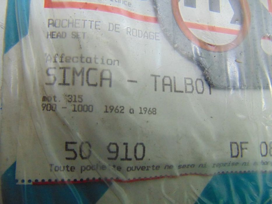 Simca talbot/1000 jogo de juntas " usado em bom estado