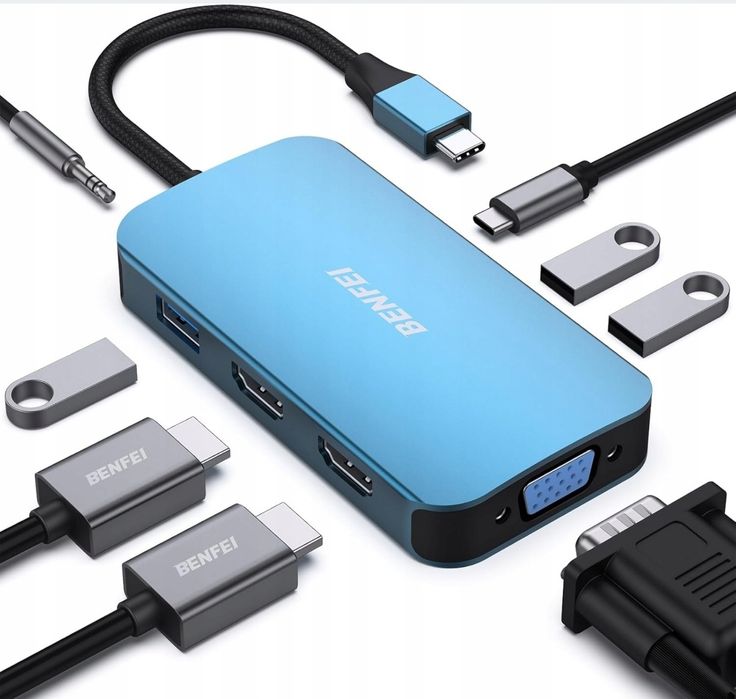 BENFEI USB-C MST HUB Adapter 8w1 – HDMI, USB 3.0, PD, SD/TF, Ethernet