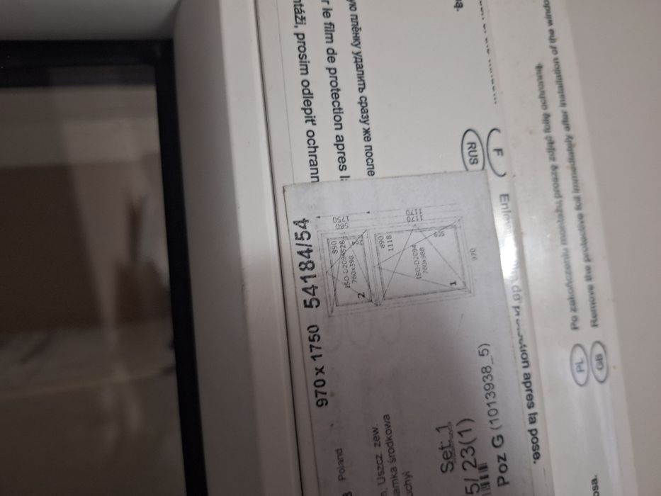 Okno pcv szer. 970 wys 1750