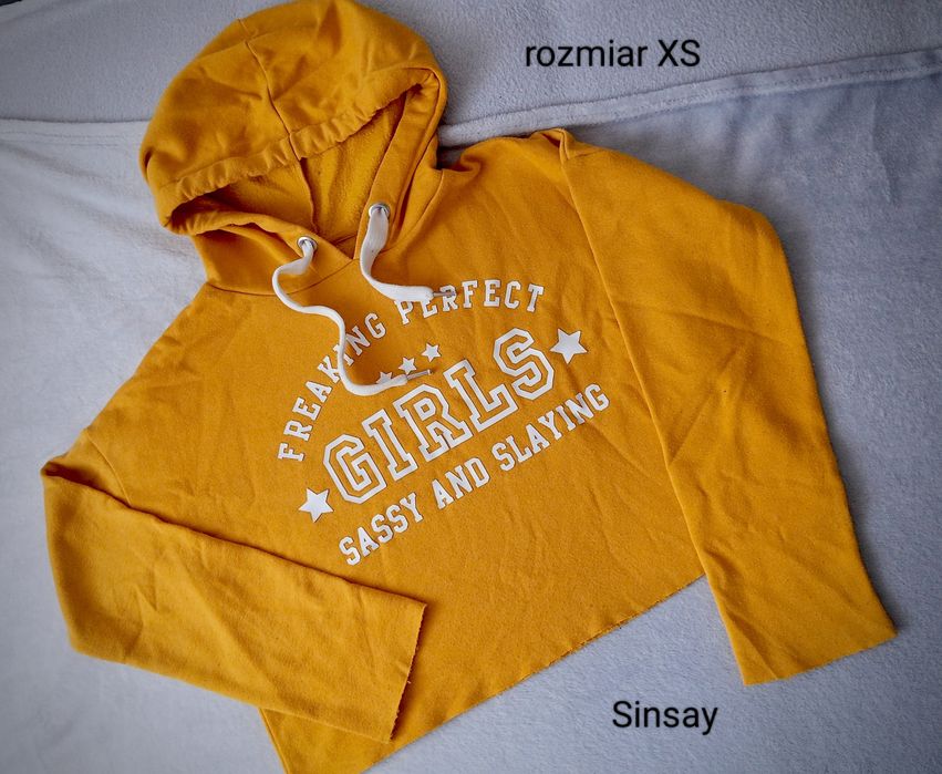 Musztardowa bluza typu "crop top" Sinsay XS