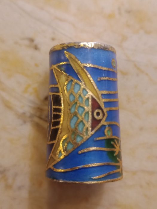 Cloisonné Thimble with Fishes and Flowers
